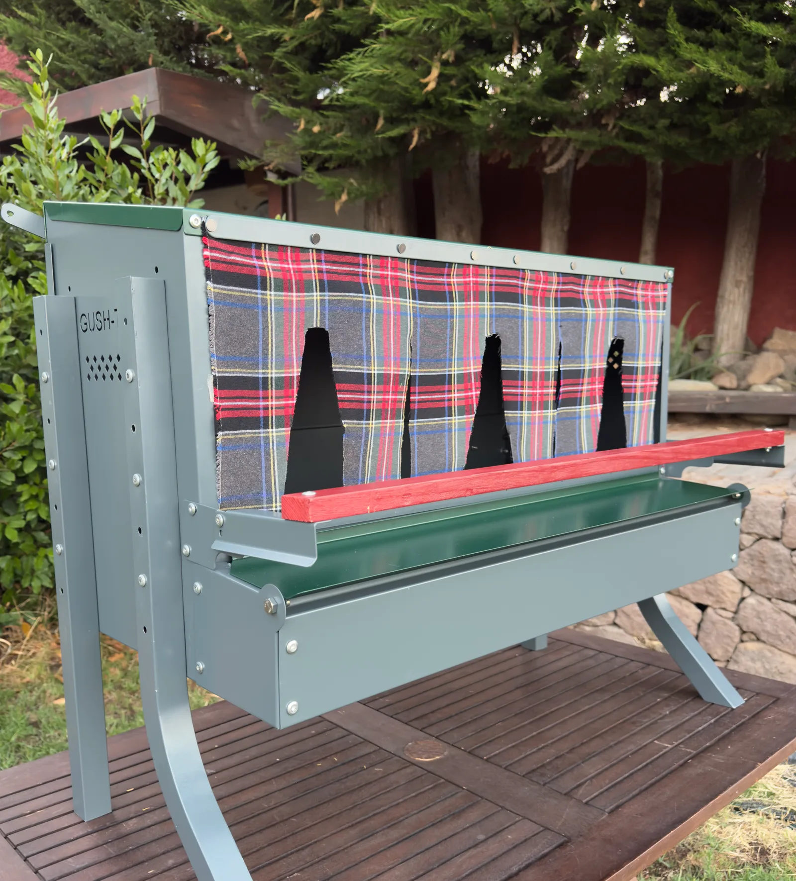 The same nesting box with a customized DIY privacy curtain installed