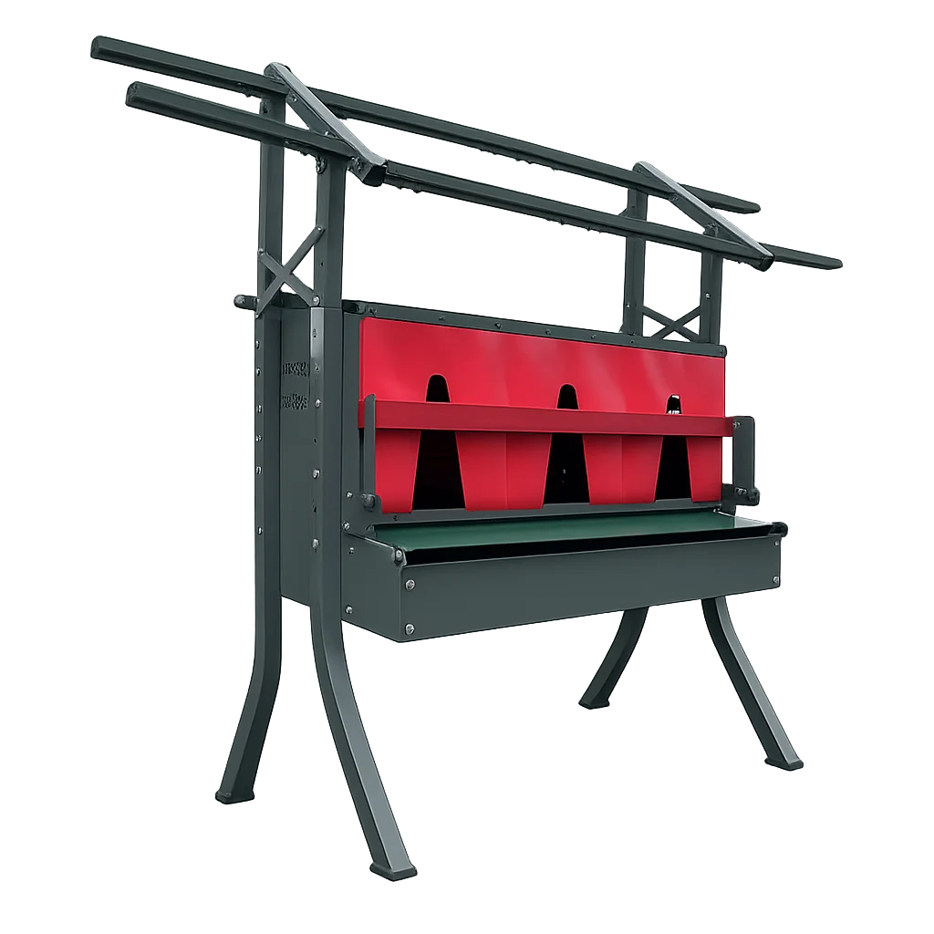 Gush-Tuss nesting box with the Chicken Roosting System installed on top